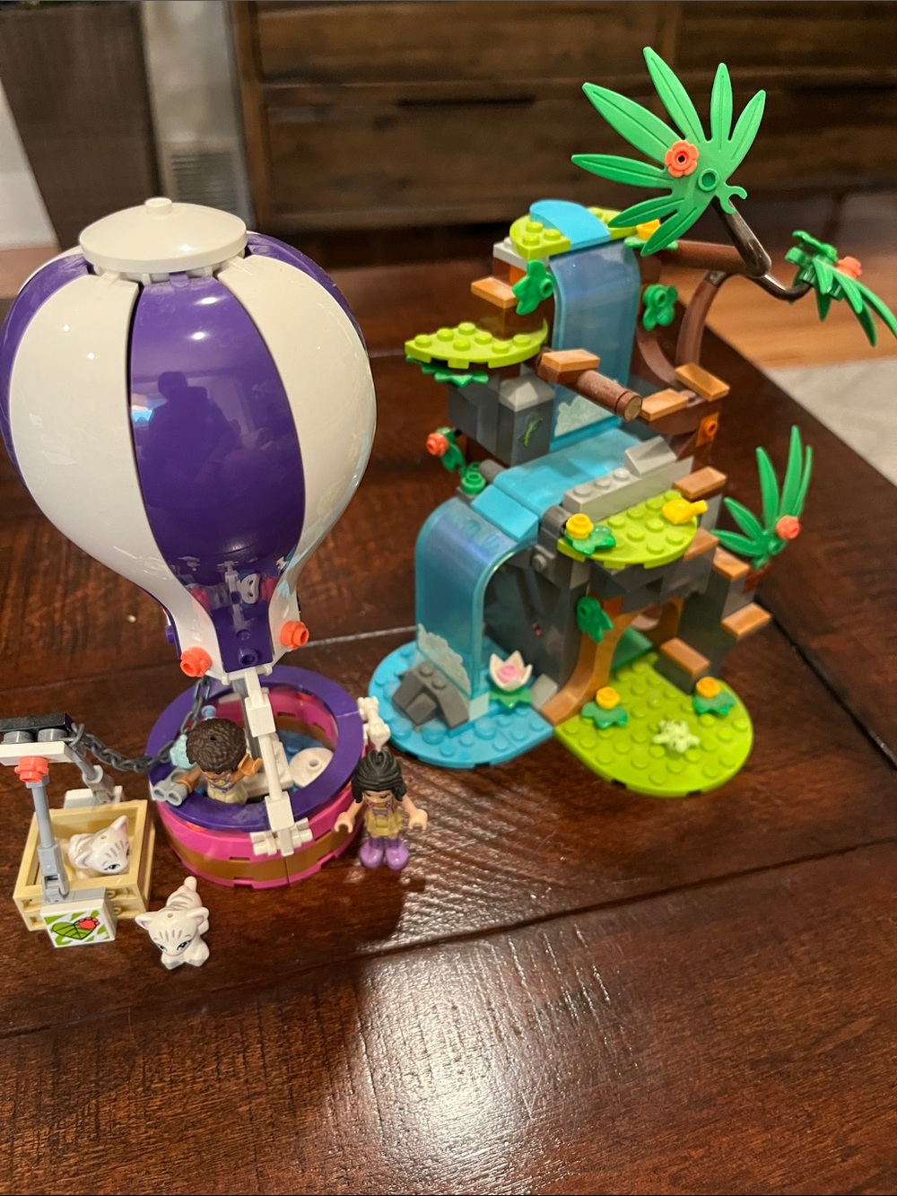 Lego Friends Purple and White Hot Air Balloon with Jungle Waterfall
